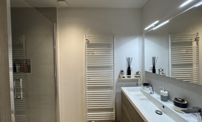 Salle de douche moderne Plombières-Lès Dijon, 2 chambres, garage et combles proche Canal de Bourgogne Arya immobilier estimation gratuite sous 48h de votre appartement, maison ,terrain, grange, immeuble, local, etc.  accompagnement personnalisé projet de vente et à l'acquisition